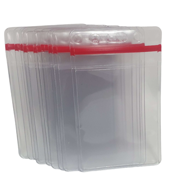 Porta carnet plástico tipo ziploc vertical